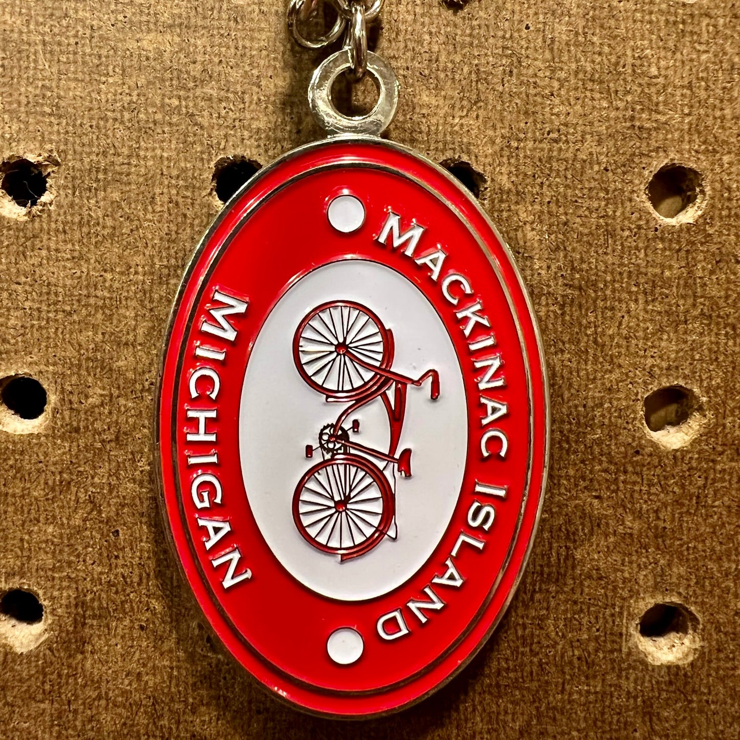 IS Mack Island Red Oval Keychain